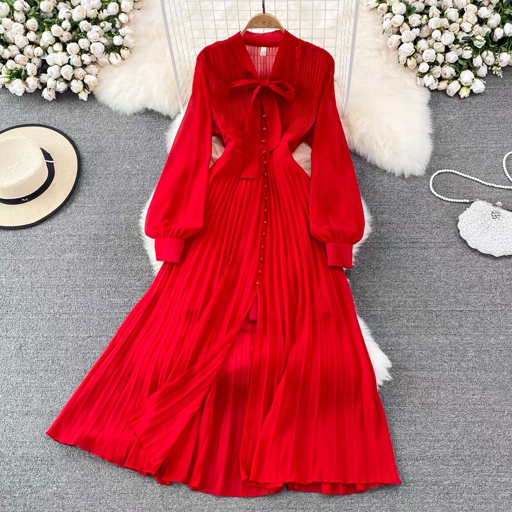 Red carpet pleat dress FD56 images